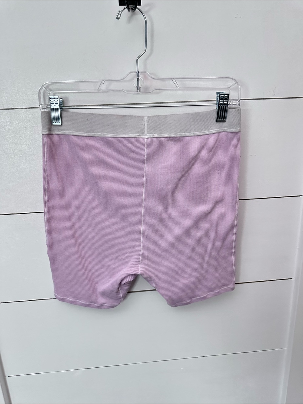 Skims L pink ribbed cotton blend casual comfort boy loungewear short - Picture 2 of 11